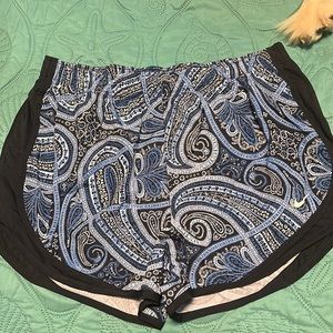 Womens NIke LARGE LG Blue Paisley shorts